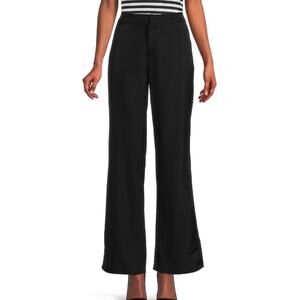 Area Stars Black Slim Mid Rise Flat Front Wide Leg Noa Slacks Pants Small NWT